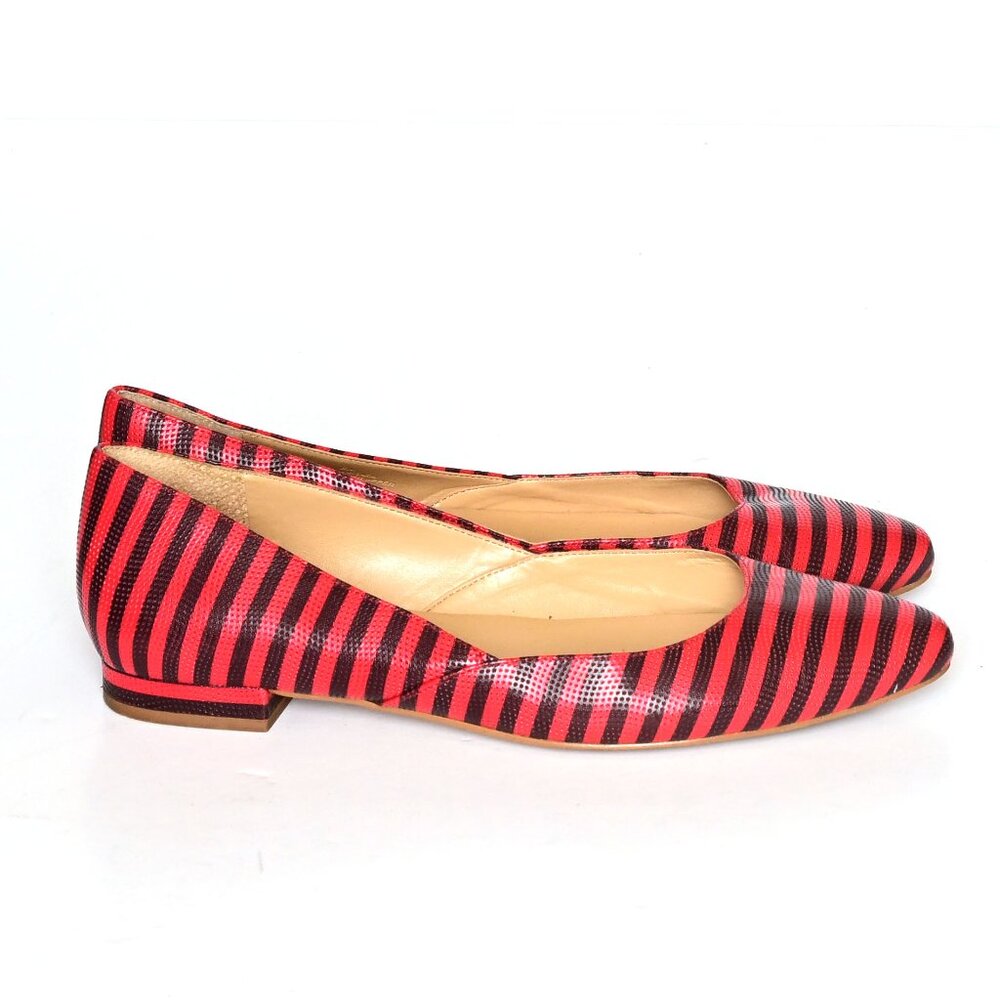 TALBOTS Edision Vibrant Poppy & Navy Striped Ballet Flats-Preppy- Nautical vibes - Picture 10 of 13